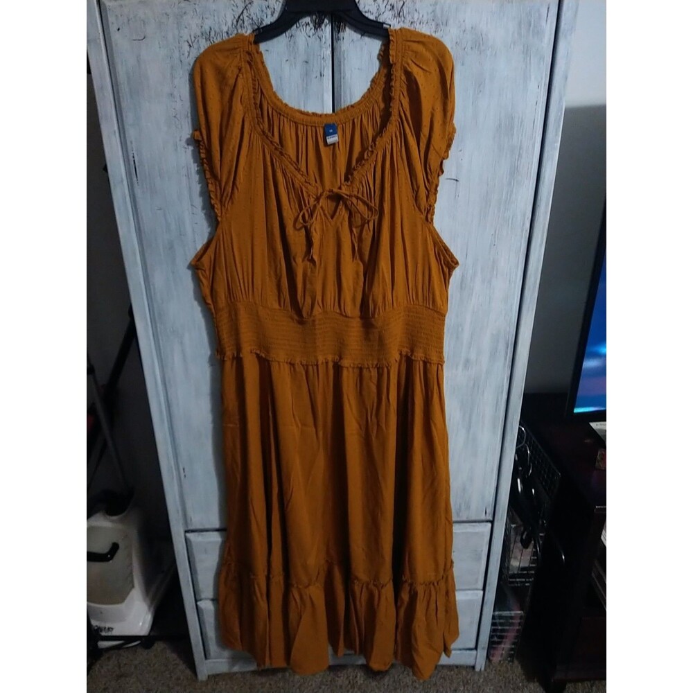 Old Navy  Ruffled Maxi Peasant Dress 3x Mustard Boho  Cottage Core